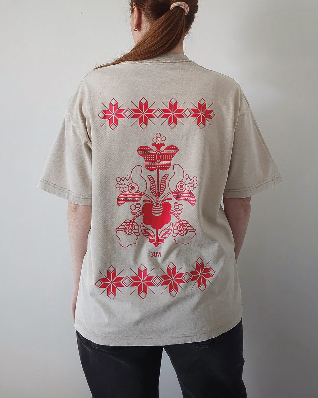 Red Motanka Graphic T-Shirt — Washed Ivory