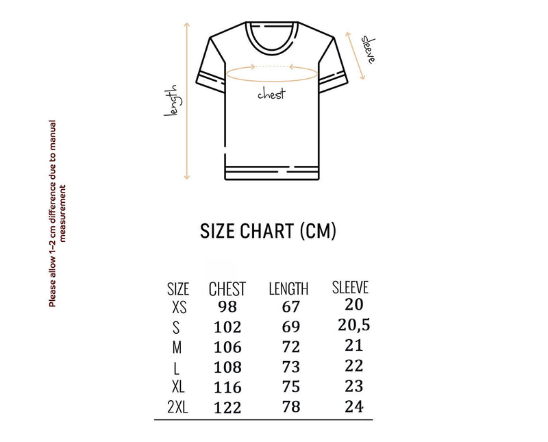 Size chart for ХолЄра Ясна© Heavyweight Cotton T-Shirt