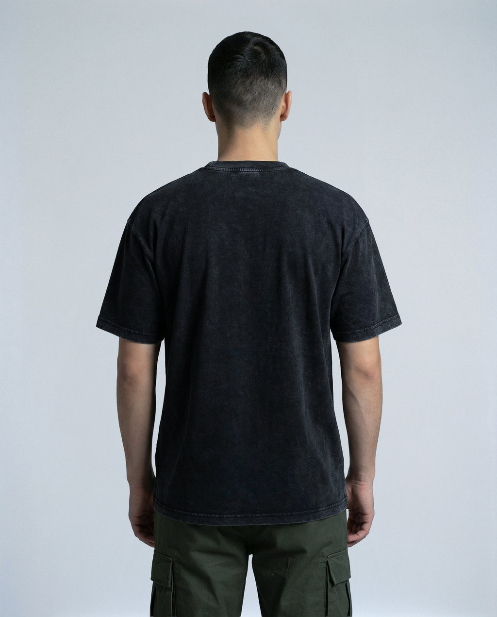 Geometric Tryzub Graphic Acid-Wash T-Shirt