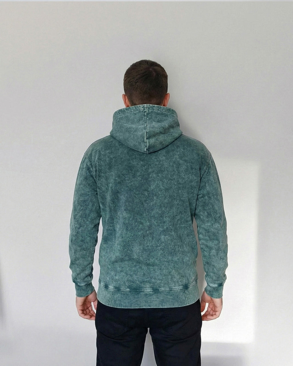Geometric Tryzub Heavyweight Hoodie — Emerald Green Vintage Wash