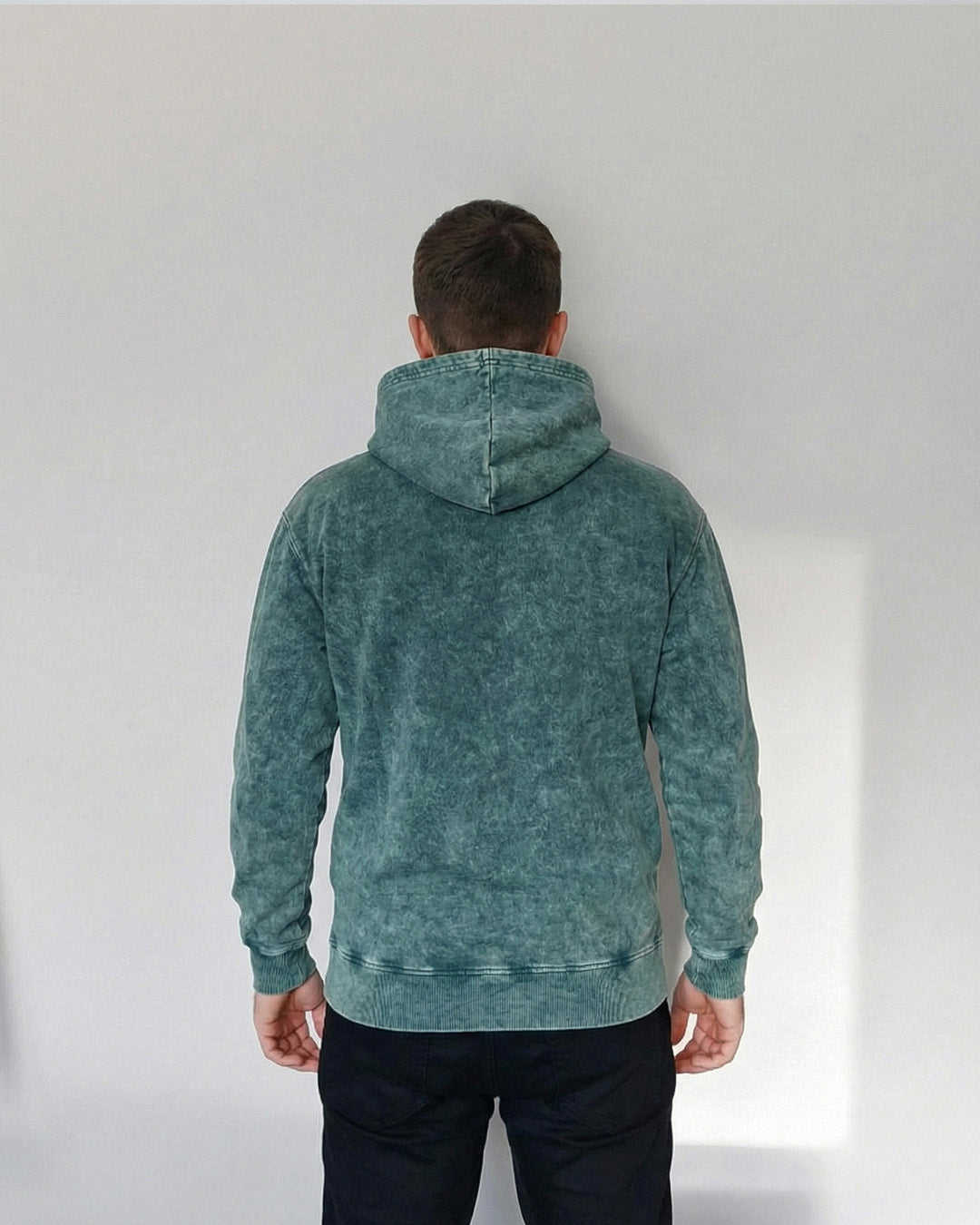 Geometric Tryzub Heavyweight Hoodie — Emerald Green Vintage Wash