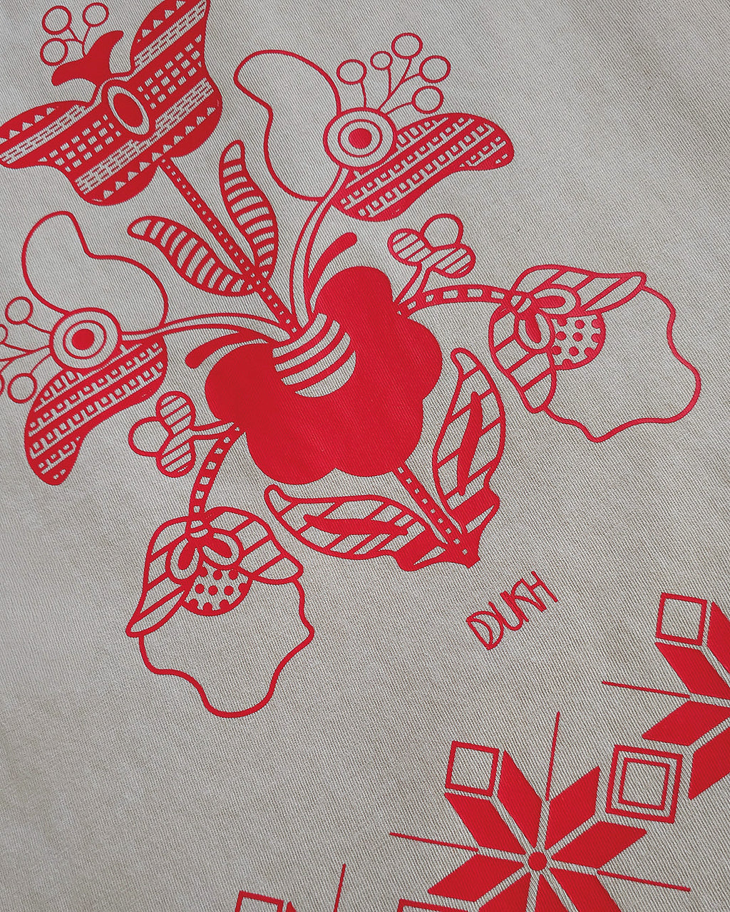 Red Motanka Graphic T-Shirt — Washed Ivory