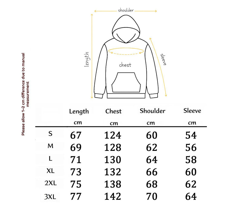 Size chart for Geometric Tryzub© Hoodie