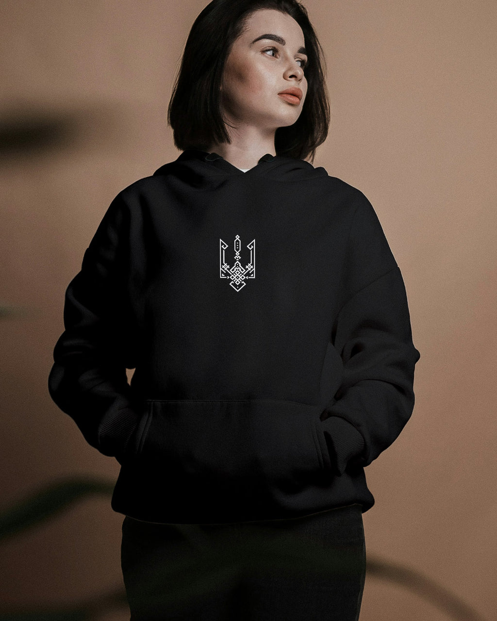 Geometric Tryzub Hooded Sweatshirt