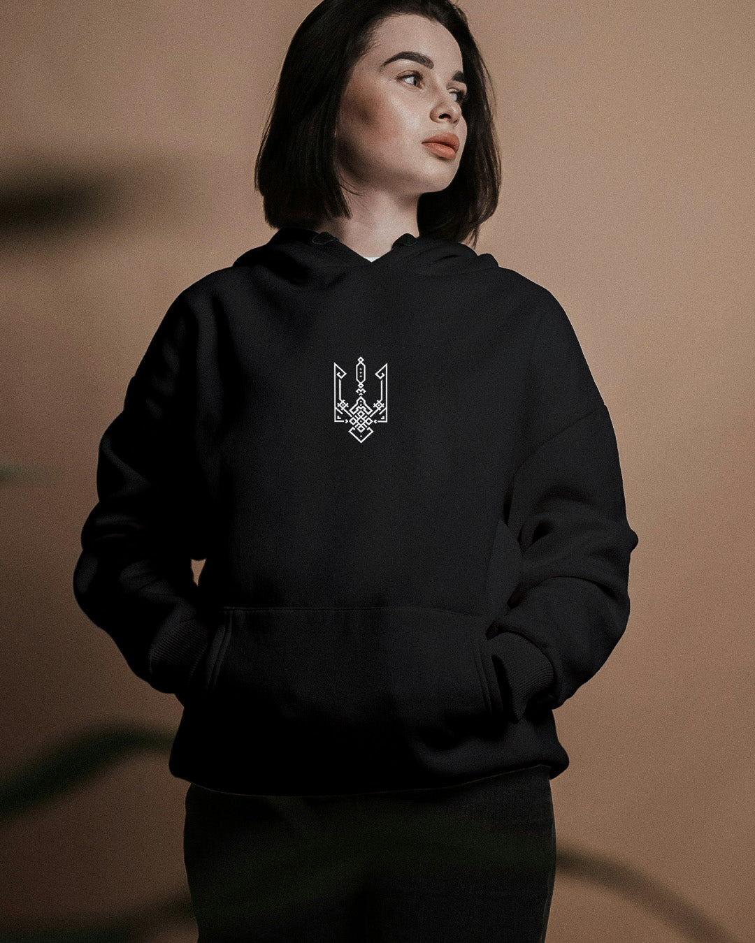 Geometric Tryzub Hooded Sweatshirt