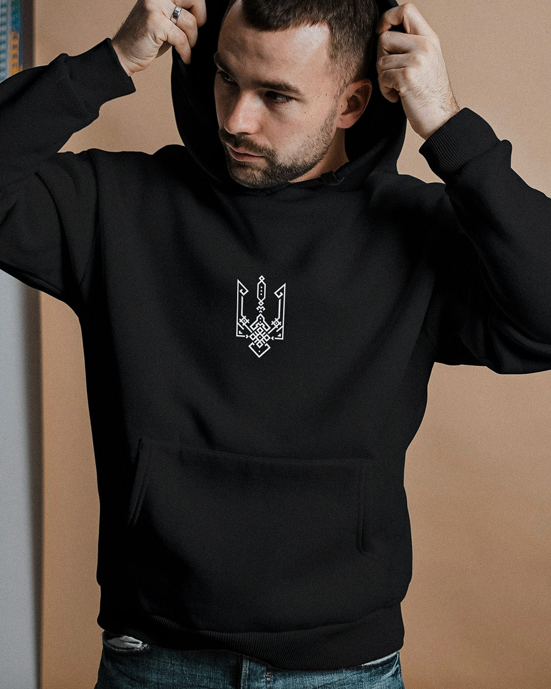 Geometric Tryzub Hooded Sweatshirt