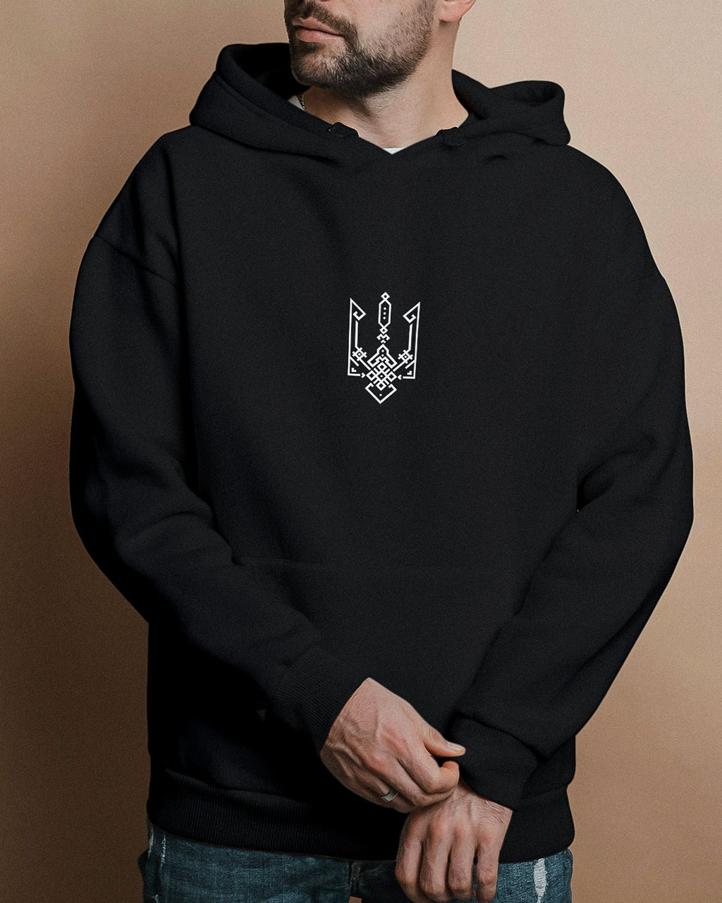 Geometric Tryzub Hooded Sweatshirt