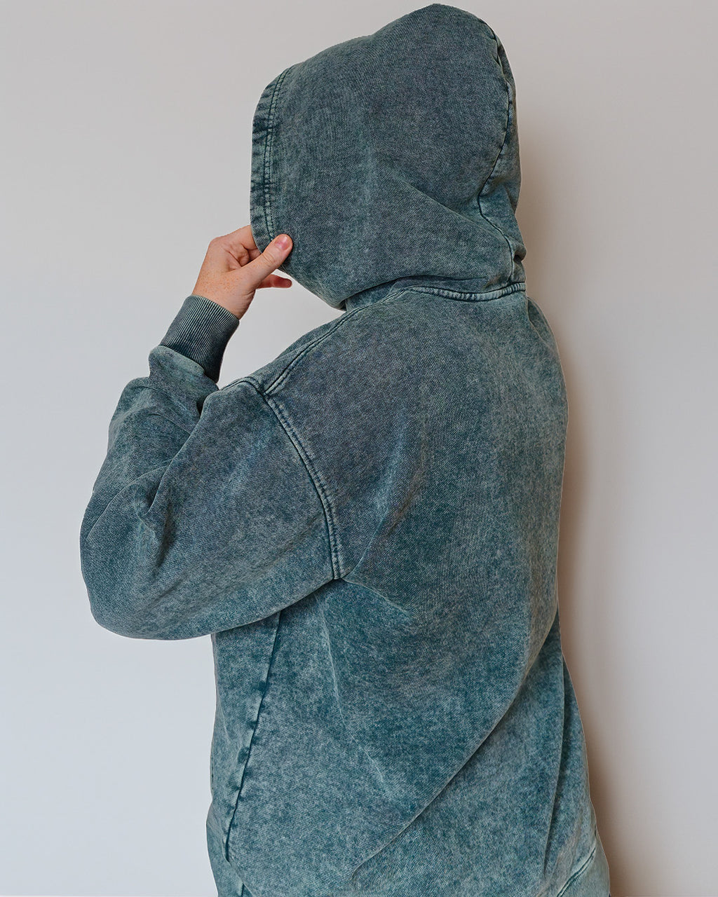 Geometric Tryzub Heavyweight Hoodie — Emerald Green Vintage Wash