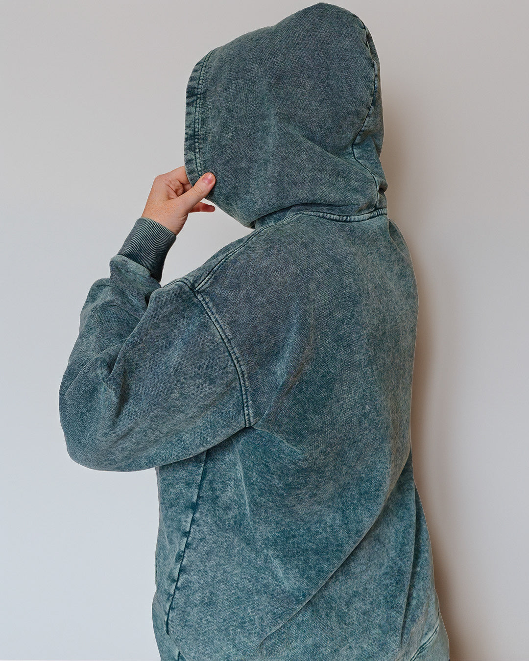 Geometric Tryzub Heavyweight Hoodie — Emerald Green Vintage Wash