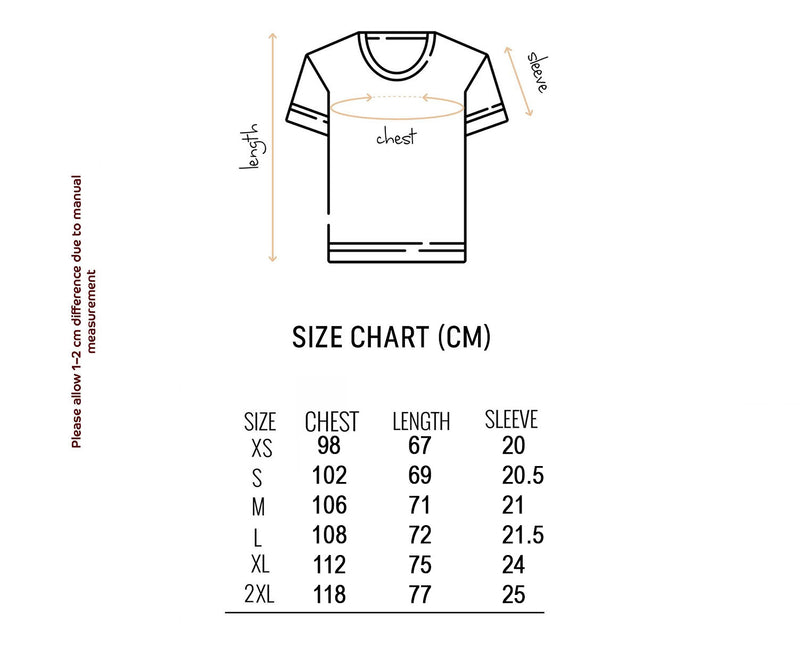 Size chart for Mavka: Spirit of the Forest T-shirt