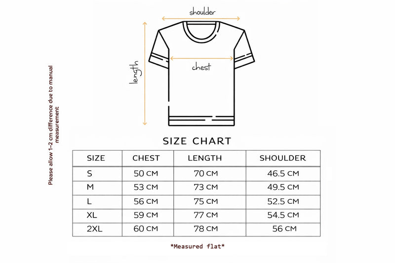 Size chart for Spirit of the Cossacks — Playing Cards T-Shirt