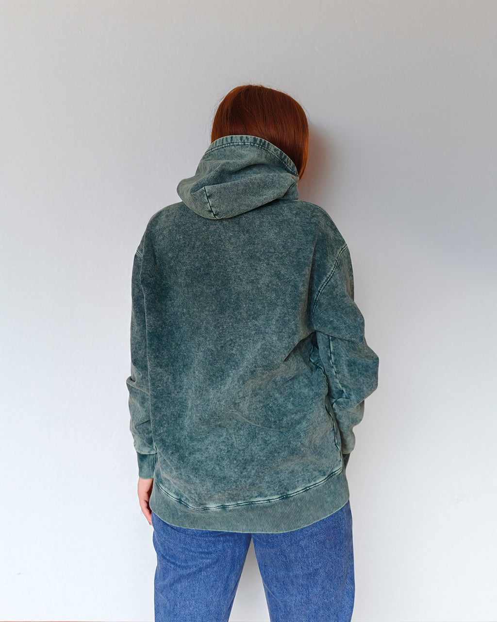 Geometric Tryzub Heavyweight Hoodie — Emerald Green Vintage Wash