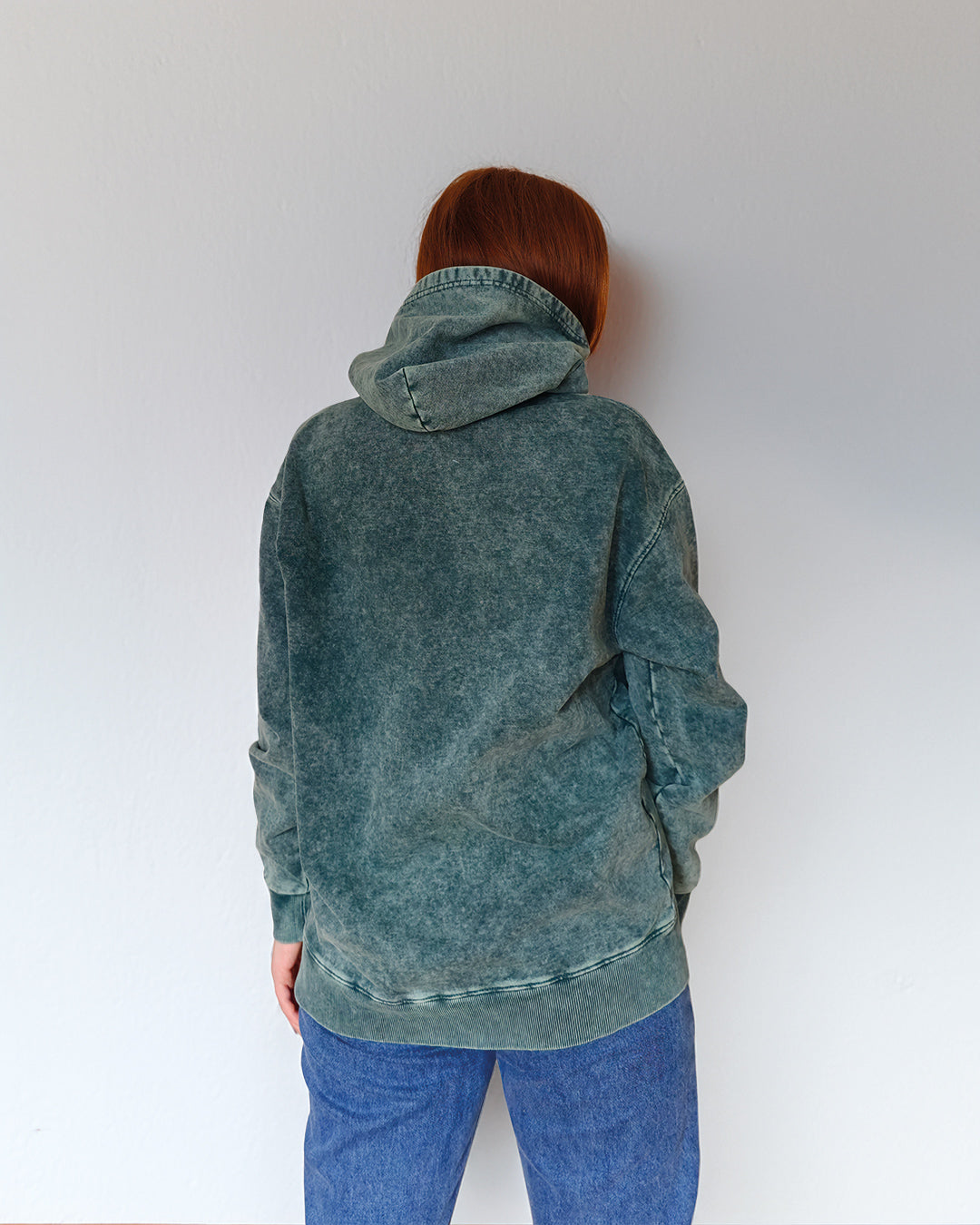Geometric Tryzub Heavyweight Hoodie — Emerald Green Vintage Wash